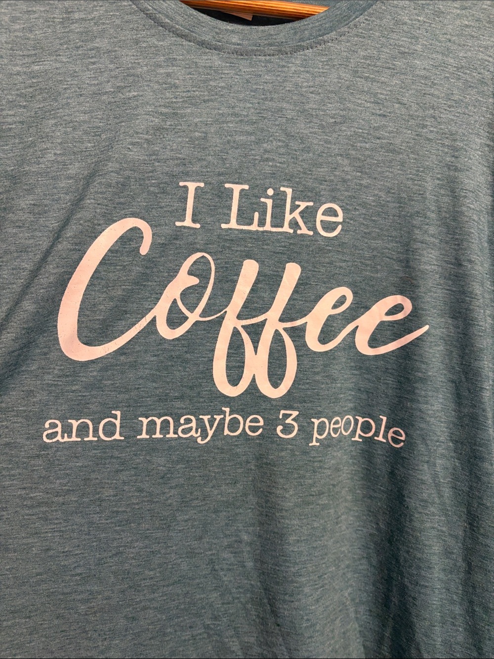 Teal Graphic Tee - "I Like Coffee" Slogan